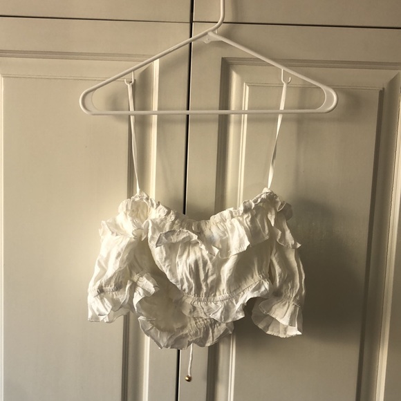Hello Molly Feathered Angels White Ruffled Crop Top Size Small NWT - Picture 7 of 16